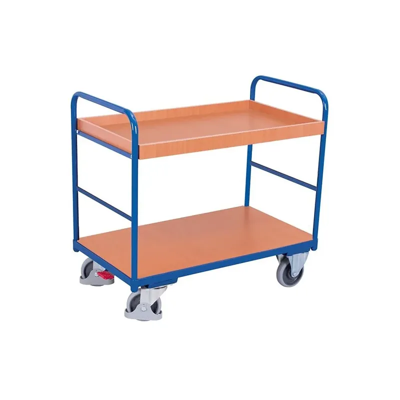 Wochenendangebot Etagenwagen mit 2 Tabletts 250 kg, Servierwagen, EasySTOP